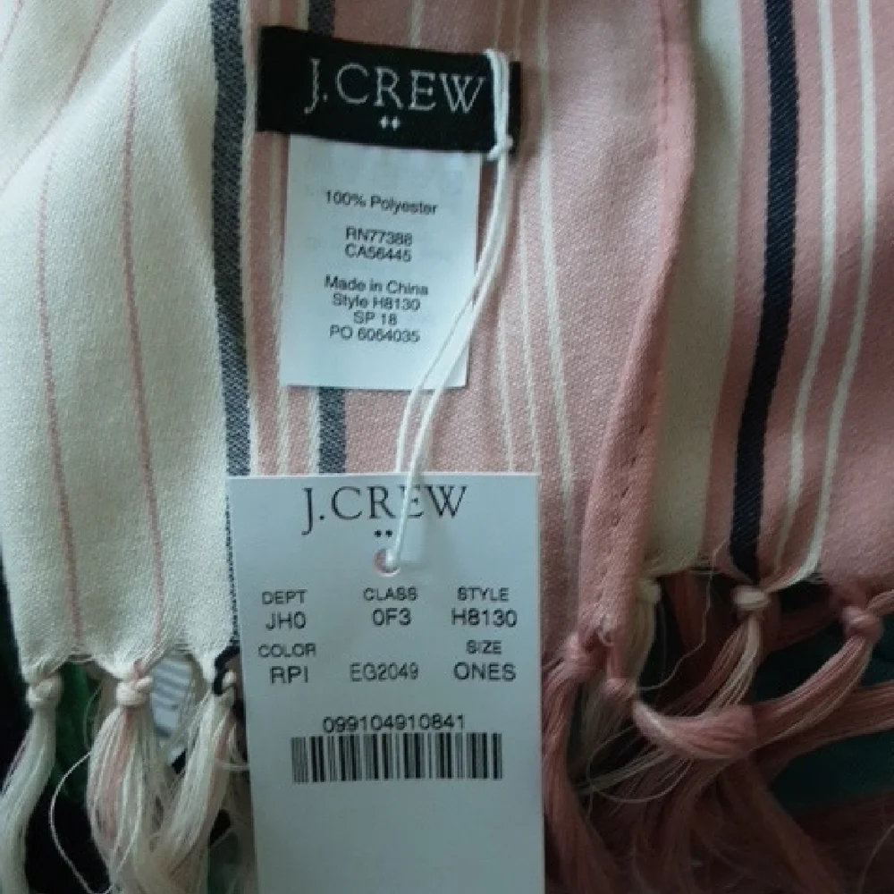 J. Crew Pink and‎ Cream Striped Wrap Shawl/Scarf